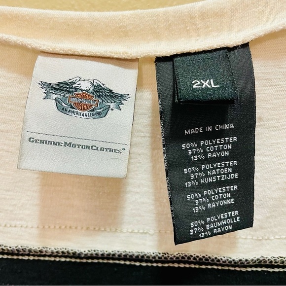 Harley Davidson Black and Cream Short Sleeve T-shirt 2X - Picture 3 of 6